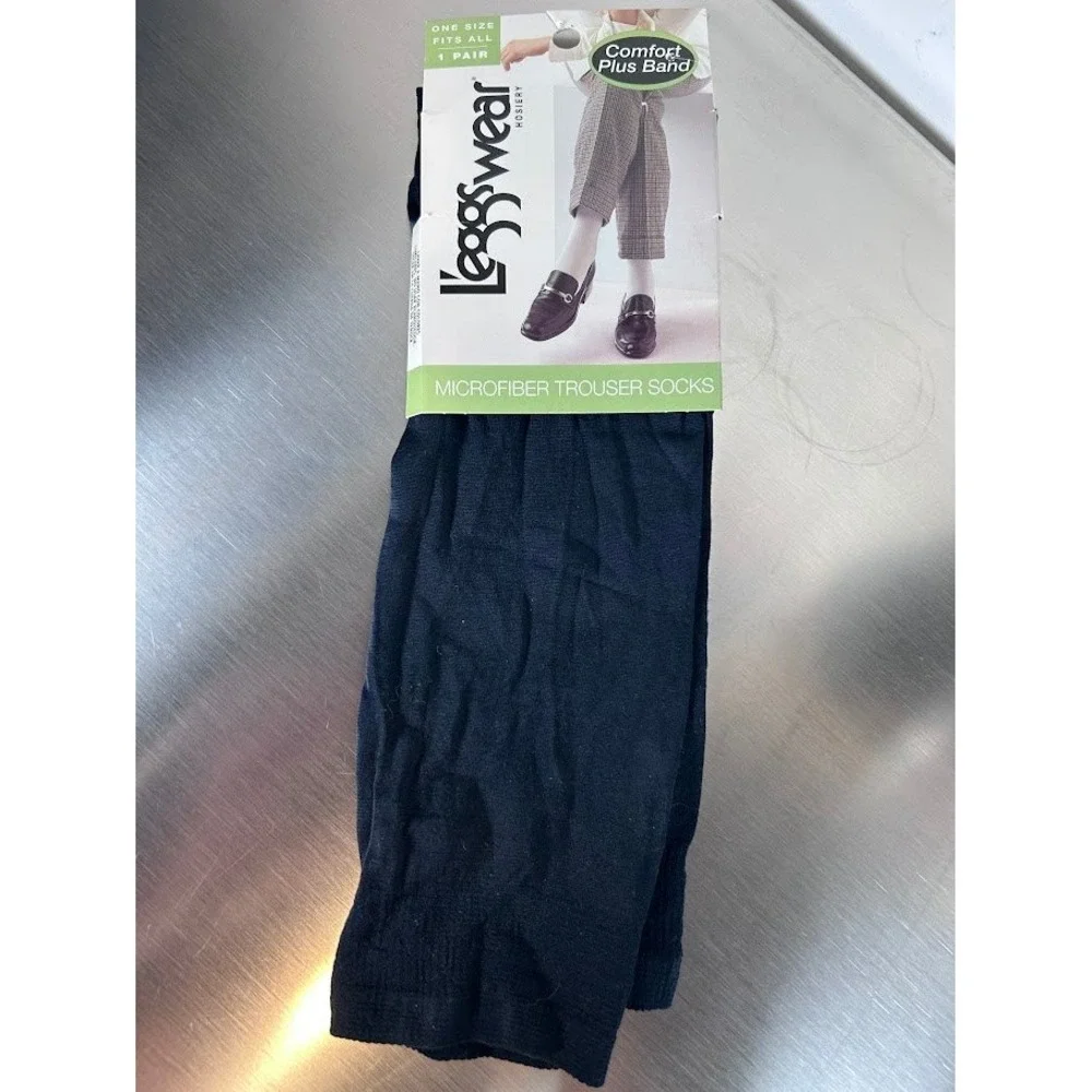 LeggsWear Hosiery Microfiber Trouser Socks Navy Blue One Size Comfort NEW‎